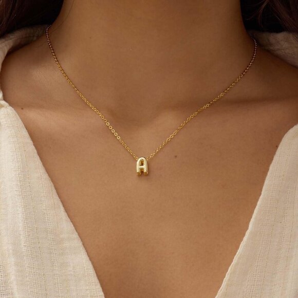 Initial Necklaces for Women Bubble Gold Silver Letter Necklace Dainty Personaliz - Picture 2 of 8